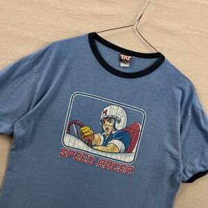 TNT Speed Racer Ringer T-Shirt Mens XL Blue Vintage Style Graphic Tee
